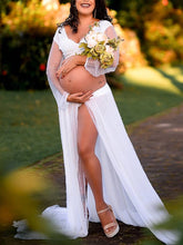 Load image into Gallery viewer, Maternity Dress Elegant Solid Color Strapless Photo Dress  
