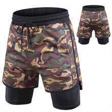 Load image into Gallery viewer, Camouflage Fake Two Pieces Double Layer Men's Shorts  
