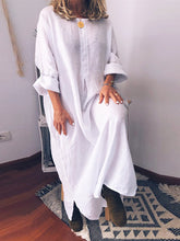 Load image into Gallery viewer, Women's Cotton And Linen Solid Color Casual Loose Dress
