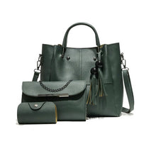 Load image into Gallery viewer, Three Pieces Fringed Wood Beads Mother Bag Women's Bag
