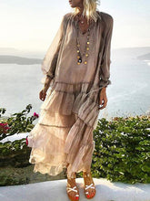 Load image into Gallery viewer, Women's Chiffon V-Neck Fungus Stitching Beach Dress
