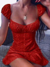 Load image into Gallery viewer, Solid Color Pleated Sexy Breasted Polka Dot Mini Dress
