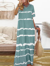 Load image into Gallery viewer, Printed Striped Long V-Neck Dress Women
