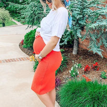 Load image into Gallery viewer, Knitted Slim Short Sleeve Two-Piece Suit Maternity Dress
