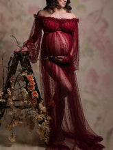 Load image into Gallery viewer, Maternity Dress Elegant Solid Color Soft Yarn Photo Dress
