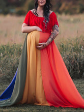 Load image into Gallery viewer, Maternity Sexy Lace Tulle Stitching Rainbow Photography Dress
