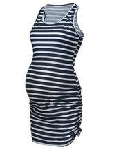 Load image into Gallery viewer, Maternity Fashion Stripe Sleeveless Midi Dress
