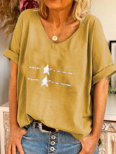 Load image into Gallery viewer, Round Neck Star Print Women's Tops
