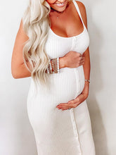 Load image into Gallery viewer, Maternity Slim Sexy Solid Color Button Strap Dress
