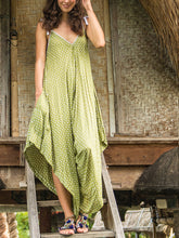 Load image into Gallery viewer, Women's Casual Dot Print V-Neck Suspender Jumpsuit
