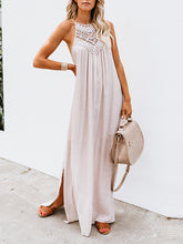 Load image into Gallery viewer, Women's Solid Color Deep V Fringe Sleeveless Maxi Dress
