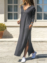 Load image into Gallery viewer, V-neck Hooded Casual Dress
