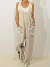 Load image into Gallery viewer, Women's Straps Button Flower Print Loose Casual Jumpsuit
