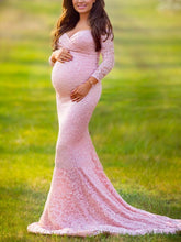 Load image into Gallery viewer, Maternity Sexy Lace Strapless Maxi Dress
